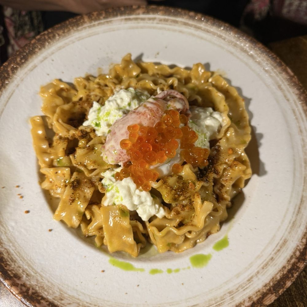 Mango Bay - Malfadina Ras Pasta with Lobster - Caribbean Near Me - Brooklyn, New York Mango Bay - Malfadina Ras Pasta with Lobster - Caribbean Near Me - Brooklyn, New York