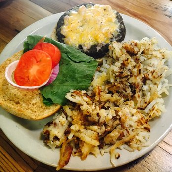 Seven Mile Cafe - Blackbean Burger (with small tomatoes). - Breakfast & Brunch Near Me - Keller, Texas Seven Mile Cafe - Blackbean Burger (with small tomatoes). - Breakfast & Brunch Near Me - Keller, Texas