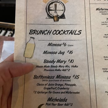 The District Lounge - The important part of the menu cheers, first time here for brunch and I love it - New American Near Me - Orange, California The District Lounge - The important part of the menu cheers, first time here for brunch and I love it - New American Near Me - Orange, California