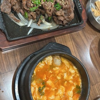 Tofu Chon - Bulgogi and oyster tofu soup combo! - Korean Near Me - Ontario, California Tofu Chon - Bulgogi and oyster tofu soup combo! - Korean Near Me - Ontario, California