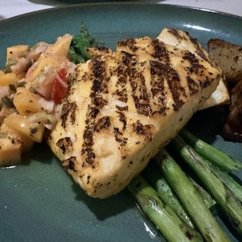 Union Hotel Restaurant and Bar - I took this VERY close to the halibut (it was like 1.5" X 3"), with mango salsa, asparagus, and a few potatoes. - Italian Near Me - Benicia, California Union Hotel Restaurant and Bar - I took this VERY close to the halibut (it was like 1.5" X 3"), with mango salsa, asparagus, and a few potatoes. - Italian Near Me - Benicia, California