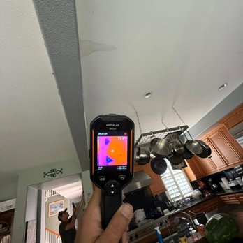 Aegean Water Restoration - Thermal camera inspection for overhead water leak and hidden ceiling moisture damage. - Plumbing Near Me - Escondido, California Aegean Water Restoration - Thermal camera inspection for overhead water leak and hidden ceiling moisture damage. - Plumbing Near Me - Escondido, California