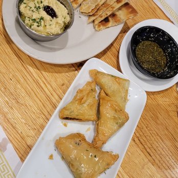 Athenian Owl - Spanikopita and pita w/hummus - Greek Near Me - Jacksonville, Florida Athenian Owl - Spanikopita and pita w/hummus - Greek Near Me - Jacksonville, Florida