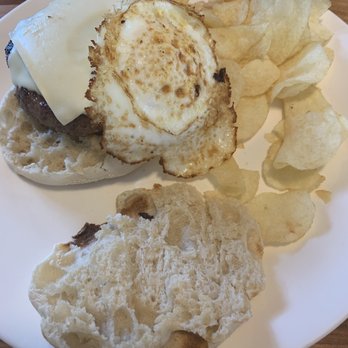 Plum Brook Cafe - Egg burger on English muffin and chips - Breakfast & Brunch Near Me - Russell, New York