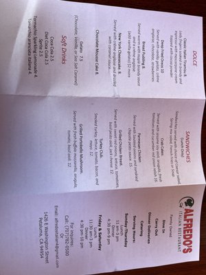 Menu photo 3 Alfredo's Italian Restaurant Petaluma, CA