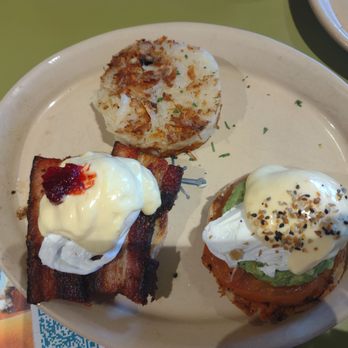 Snooze, an A.M. Eatery - Habanero pork belly and smashed in avocado Benedict eggs.... Try them!! - Breakfast & Brunch Near Me - Phoenix, Arizona