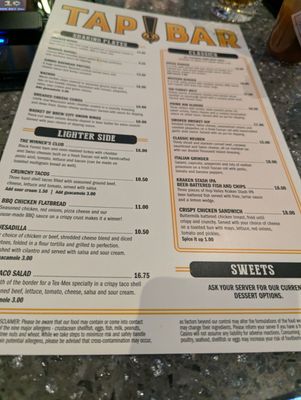Menu photo 1 The Tap Bar Tulalip Bay, WA