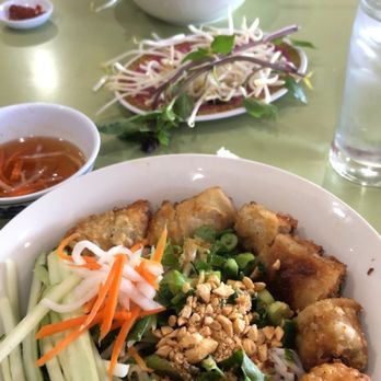 Pho 54 - #52 on the menu - egg rolls, vegetables, noodles, and peanuts. - Vietnamese Near Me - Westminster, California