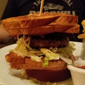 Lucky Monk - The burger with 2 bacon grilled cheese sandwiches instead of a bun! - American Near Me - Barrington, Illinois Lucky Monk - The burger with 2 bacon grilled cheese sandwiches instead of a bun! - American Near Me - Barrington, Illinois