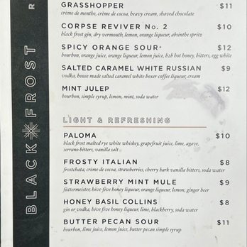 Black Frost Distilling - Drink menu - Distilleries Near Me - New Ulm, Minnesota