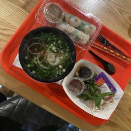 Spring rolls/ noodles and broth Spring rolls/ noodles and broth
