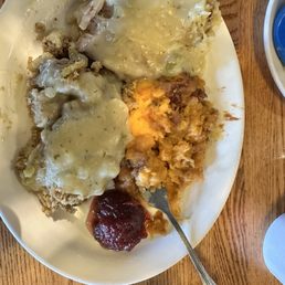 This is what your turkey dressing looks like. Turkey was like rubber. The gravy was very salty.