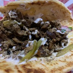 Lamb and beef shawarma pita Lamb and beef shawarma pita