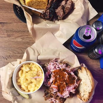 The Q - Pulled Pork Sandwich and Brisket Half Order. We loved the cornbread and Mac n cheese! - Barbeque Near Me - Fort Bragg, California The Q - Pulled Pork Sandwich and Brisket Half Order. We loved the cornbread and Mac n cheese! - Barbeque Near Me - Fort Bragg, California