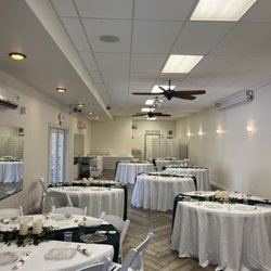 Patina Garden Event Center - The indoor space decorations fits up to around 8 tables comfortably. There is also an accessible bathroom and a kitchen area as well.
