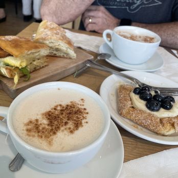 Fox in the Snow - Chai, egg sandwich and blueberry pastry. - Bakeries Near Me - Dublin, Ohio