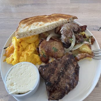 Crown Landing - Steak & Eggs -- Delicious! Ordered it medium to share with my son, and it was still excellent. This is only half the meal! - Seafood Near Me - Coronado, California Crown Landing - Steak & Eggs -- Delicious! Ordered it medium to share with my son, and it was still excellent. This is only half the meal! - Seafood Near Me - Coronado, California