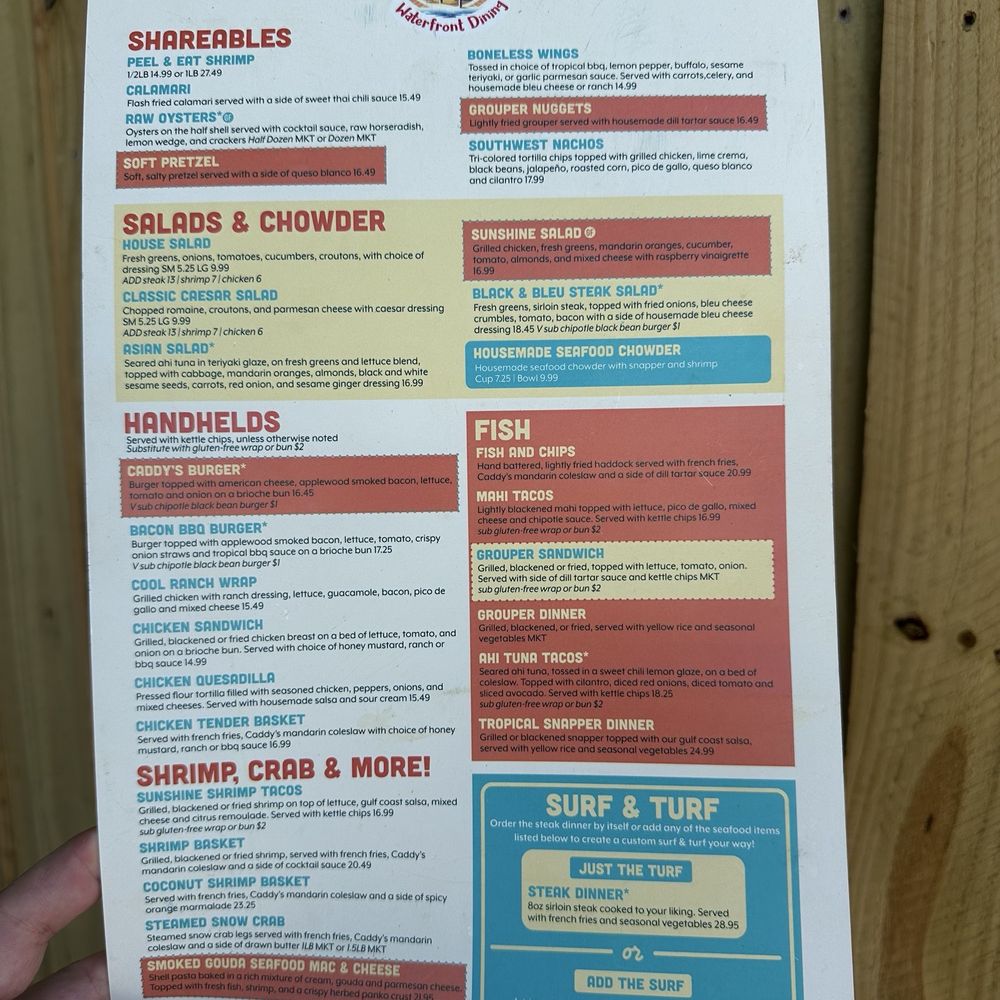 Caddy's Madeira Beach - Menu offers a nice selection. - Bars Near Me - Madeira Beach, Florida
