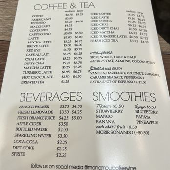 Mon Amour Coffee & Wine - Menu - Breakfast & Brunch Near Me - New York, New York