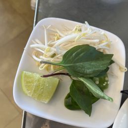 Lime, Thai basil, mint, bean sprouts, fresh jalapeño
