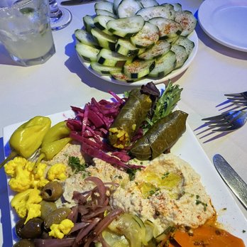 Cafe Soriah - Baby Trio with cucumbers instead of pita - Mediterranean Near Me - Eugene, Oregon