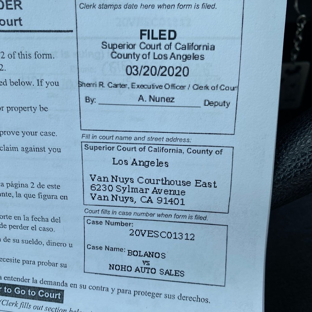 NoHo Auto Sales - Small claims order for dealership Fraud - Used Car Dealers Near Me - North Hollywood, California NoHo Auto Sales - Small claims order for dealership Fraud - Used Car Dealers Near Me - North Hollywood, California