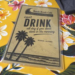 Drink menu.