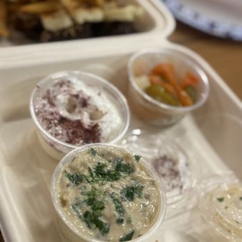 Midtown Eats - Mezze platter sauces - Food Court Near Me - Honolulu, Hawaii