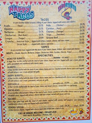 Menu photo 2 Happy Taco Poteau, OK
