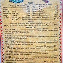 Happy Taco - Menu