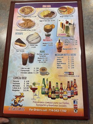 Menu photo 2 El Taco Veloz Santa Ana, CA Menu photo 2 El Taco Veloz Santa Ana, CA