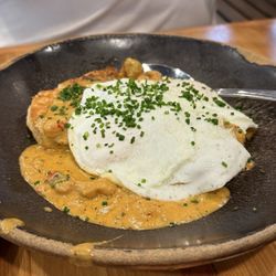 Bearcat CBD - Crawfish biscuits and gravy with eggs
