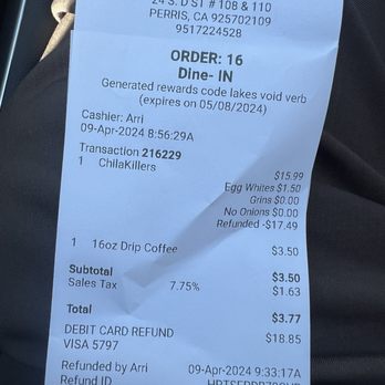 La Gare Café - This is my refund on my order that took over 40 minutes - Coffee & Tea Near Me - Perris, California La Gare Café - This is my refund on my order that took over 40 minutes - Coffee & Tea Near Me - Perris, California