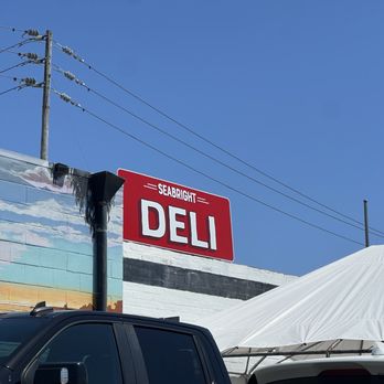 Seabright Deli - Signage above entrance/seating from the back lot - Sandwiches Near Me - Santa Cruz, California