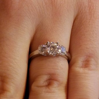 Jangmi - Three-stone engagement ring from Jangmi!  0.41 carat side stone diamonds, 0.8 carat center diamond. - Jewelry Near Me - New York, New York