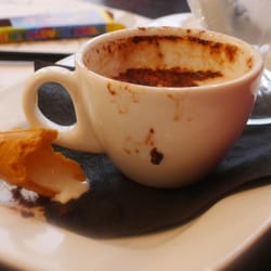 Demolished kids bambinoccino and vanilla icecream and cone