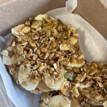 Bageloo - Monkey Bagel (your choice of bagel, peanut butter, honey, granola with your choice of cinnamon) - Bagels Near Me - Pasadena, California Bageloo - Monkey Bagel (your choice of bagel, peanut butter, honey, granola with your choice of cinnamon) - Bagels Near Me - Pasadena, California