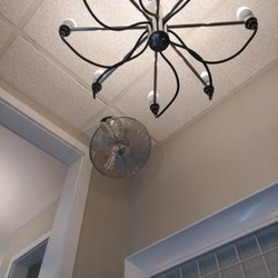 Torrid - Perfect lighting from these simple, posh chandelier. And to make sure that lighting doesn't get you too warm there's an awesome fan!