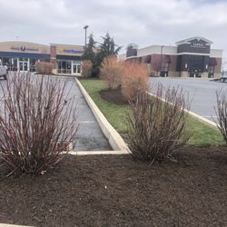 Blades of Steel Landscaping - Commercial property being mulched after hours of there business