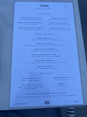 Menu photo 5 Terra Laguna Beach, CA