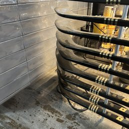 a stack of skis a stack of skis