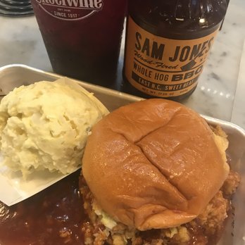 Sam Jones BBQ - You may not agree on all the particulars of what fixin´s to lay down - but this BBQ will make you smile. Get a Cheerwine and be happy. - Barbeque Near Me - Winterville, North Carolina Sam Jones BBQ - You may not agree on all the particulars of what fixin´s to lay down - but this BBQ will make you smile. Get a Cheerwine and be happy. - Barbeque Near Me - Winterville, North Carolina