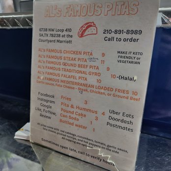 Al’s Famous Pitas - the menu - Mediterranean Near Me - San Antonio, Texas Al’s Famous Pitas - the menu - Mediterranean Near Me - San Antonio, Texas