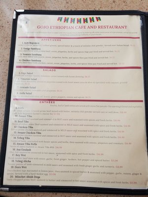 Menu photo 3 Gojo Ethiopian Nashville, TN