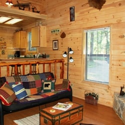 Friendly Pines Cabins - Living Area w/Fireplace