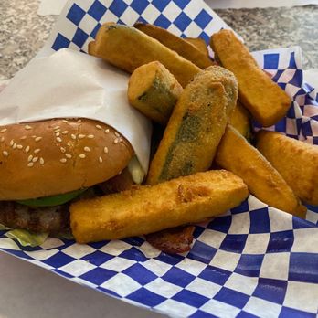 Nick's Super Burgers - California burger with a medium side of zucchini - Burgers Near Me - Fullerton, California Nick's Super Burgers - California burger with a medium side of zucchini - Burgers Near Me - Fullerton, California
