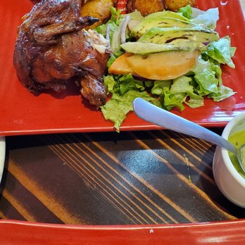 INKA Restaurant - Half a chicken with plantains and a salad sides - Peruvian Near Me - Houston, Texas INKA Restaurant - Half a chicken with plantains and a salad sides - Peruvian Near Me - Houston, Texas