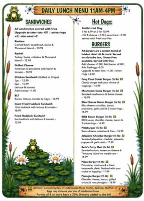 Menu photo 6 The Frog Pond Union City, PA Menu photo 6 The Frog Pond Union City, PA