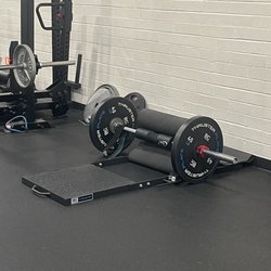 Fuel Yours Gym - Set up for barbell thrusters (for glutes)