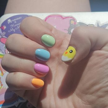 Heavenly Lashes Nail Spa - Easter egg nails with baby chick for the thumb - Nail Salons Near Me - Houston, Texas Heavenly Lashes Nail Spa - Easter egg nails with baby chick for the thumb - Nail Salons Near Me - Houston, Texas